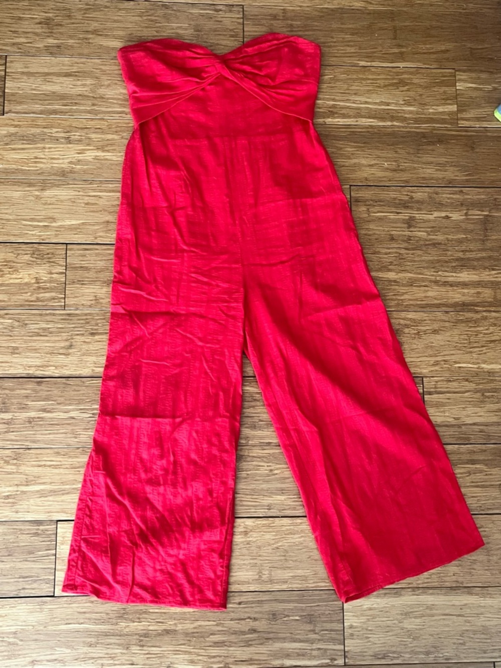 Sadie & Sage Strapless Wide-Leg Jumpsuit - Bright Red